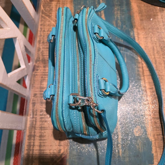 Women's Cole Haan Teal Leather Satchel Handbag -REFURBISHED - Picture 3 of 14